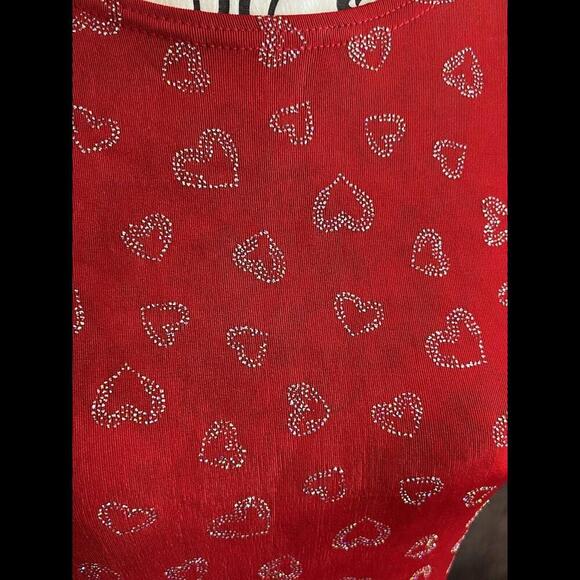 Vintage 1990’s Glitter Heart Print Swingy Dress Heart Design Size 6 Molly Malloy - Picture 2 of 5